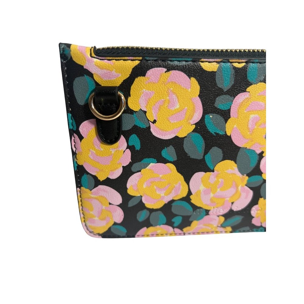 Melie Bianco Los Angeles Vegan Floral Black Zip Wristlet NEW - Picture 6 of 9